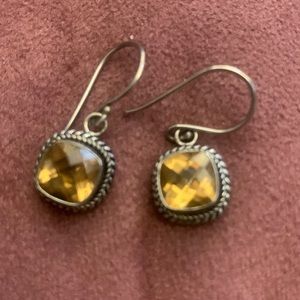 Sterling silver earrings yellow stones